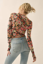 Load image into Gallery viewer, Floral Mesh Lettuce-Edge Thumbhole Top
