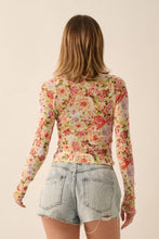 Load image into Gallery viewer, Floral Mesh Lettuce-Edge Thumbhole Top