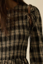 Load image into Gallery viewer, Plaid Flannel Smocked Bubble Mini Dress