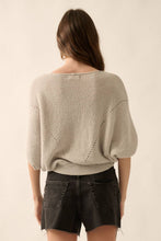 Load image into Gallery viewer, Short-Sleeve Pointelle Ribbed Knit Sweater
