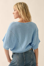 Load image into Gallery viewer, Short-Sleeve Pointelle Ribbed Knit Sweater