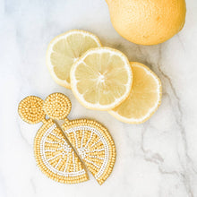 Load image into Gallery viewer, Lemon Slice Beaded Earrings