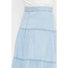 Load image into Gallery viewer, Tiered Denim Maxi Skirt - Light Wash
