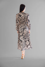 Load image into Gallery viewer, LONG SLEEVE V NECK ELASTIC WAIST TIERED DRESS