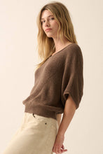 Load image into Gallery viewer, Short-Sleeve Pointelle Ribbed Knit Sweater