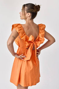 Audrey Tie Back Ruffle Mini Dress - Orange
