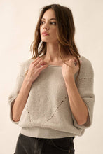 Load image into Gallery viewer, Short-Sleeve Pointelle Ribbed Knit Sweater