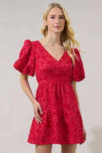 Load image into Gallery viewer, Red Jacquard Tiered Mini Dress
