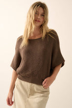 Load image into Gallery viewer, Short-Sleeve Pointelle Ribbed Knit Sweater