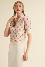 Load image into Gallery viewer, FLORAL PATTERN SHORT SLEEVE SWEATER