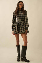 Load image into Gallery viewer, Plaid Flannel Smocked Bubble Mini Dress