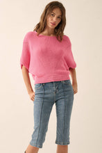 Load image into Gallery viewer, Short-Sleeve Pointelle Ribbed Knit Sweater