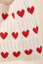 Load image into Gallery viewer, Crochet Knit Hearts Tote Bag