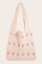 Load image into Gallery viewer, Crochet Knit Hearts Tote Bag