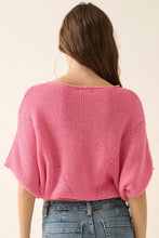 Load image into Gallery viewer, Short-Sleeve Pointelle Ribbed Knit Sweater
