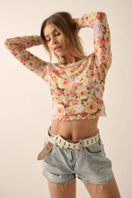 Load image into Gallery viewer, Floral Mesh Lettuce-Edge Thumbhole Top
