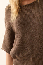 Load image into Gallery viewer, Short-Sleeve Pointelle Ribbed Knit Sweater