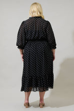 Load image into Gallery viewer, Irene Black and White Bow Smocked Midi Dress - Curvy