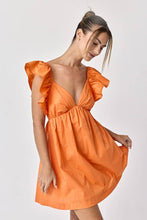 Load image into Gallery viewer, Audrey Tie Back Ruffle Mini Dress - Orange
