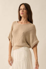 Load image into Gallery viewer, Short-Sleeve Pointelle Ribbed Knit Sweater