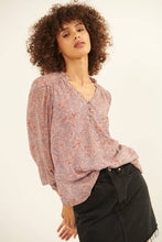 Load image into Gallery viewer, Floral V Neck Button Front Long Sleeve Blouse
