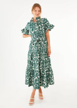 Load image into Gallery viewer, Sadie Maxi Dress Green Hibiscus Jacquard