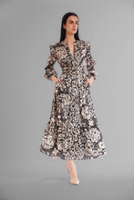 Load image into Gallery viewer, LONG SLEEVE V NECK ELASTIC WAIST TIERED DRESS