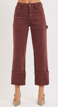 Load image into Gallery viewer, Risen High Rise Straight Leg Carpenter Cuffed Jeans - 21122 Choc Brown