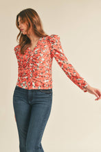 Load image into Gallery viewer, RUCHED BUTTON DOWN PUFF SLEEVE TOP MTP2571