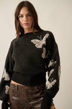 Load image into Gallery viewer, Butterfly Jacquard-Knit Cropped Turtleneck Sweater
