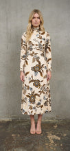 Load image into Gallery viewer, MIDI VELVET PRINTED DRESS W HIGH NECK