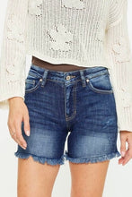 Load image into Gallery viewer, Kan Can Dark Denim Shorts with Fray Hem