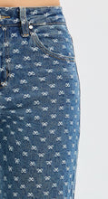 Load image into Gallery viewer, Risen High Rise Straight Leg Bow Embroidered Jeans- 21362 Medium Wash