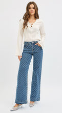 Load image into Gallery viewer, Risen High Rise Straight Leg Bow Embroidered Jeans- 21362 Medium Wash