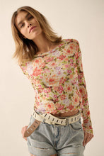 Load image into Gallery viewer, Floral Mesh Lettuce-Edge Thumbhole Top