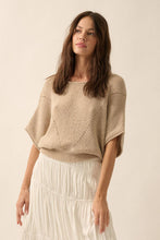 Load image into Gallery viewer, Short-Sleeve Pointelle Ribbed Knit Sweater