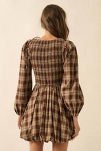 Load image into Gallery viewer, Plaid Flannel Smocked Bubble Mini Dress