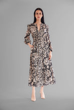 Load image into Gallery viewer, LONG SLEEVE V NECK ELASTIC WAIST TIERED DRESS