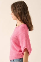 Load image into Gallery viewer, Short-Sleeve Pointelle Ribbed Knit Sweater
