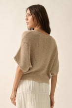 Load image into Gallery viewer, Short-Sleeve Pointelle Ribbed Knit Sweater
