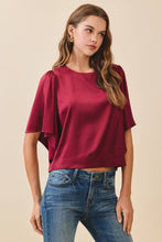 Load image into Gallery viewer, Relaxed Fit Short Flutter Sleeves Satin Top