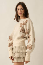 Load image into Gallery viewer, Butterfly Jacquard-Knit Cropped Turtleneck Sweater