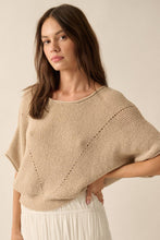 Load image into Gallery viewer, Short-Sleeve Pointelle Ribbed Knit Sweater