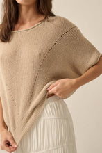 Load image into Gallery viewer, Short-Sleeve Pointelle Ribbed Knit Sweater