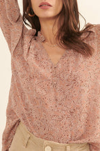 Load image into Gallery viewer, Floral V Neck Button Front Long Sleeve Blouse