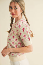 Load image into Gallery viewer, FLORAL PATTERN SHORT SLEEVE SWEATER