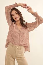 Load image into Gallery viewer, Floral V Neck Button Front Long Sleeve Blouse