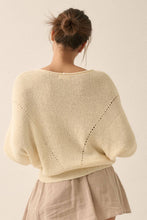 Load image into Gallery viewer, Short-Sleeve Pointelle Ribbed Knit Sweater