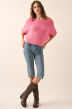 Load image into Gallery viewer, Short-Sleeve Pointelle Ribbed Knit Sweater