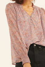 Load image into Gallery viewer, Floral V Neck Button Front Long Sleeve Blouse